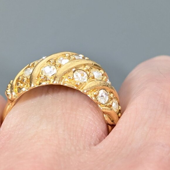 Vintage Avon Rhinestone Waves Dome Ring Hollywood Style Cocktail Size 8.5 - Picture 7 of 8
